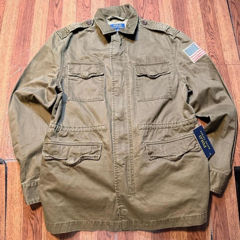 Polo Ralph Lauren USA Patch Utility Field Military Jacket Youth Large Fits XS